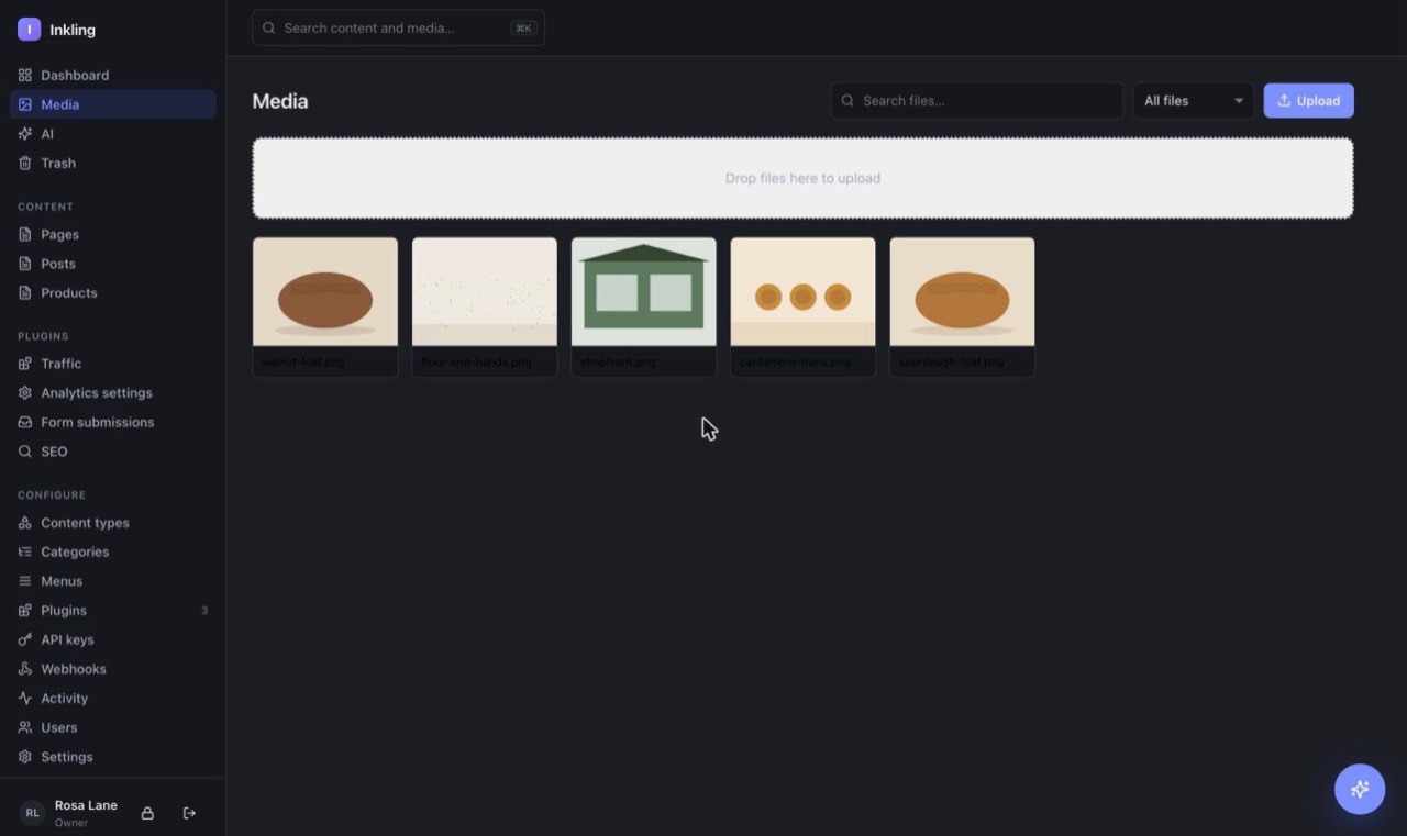 The uploading pictures screen in Inkling